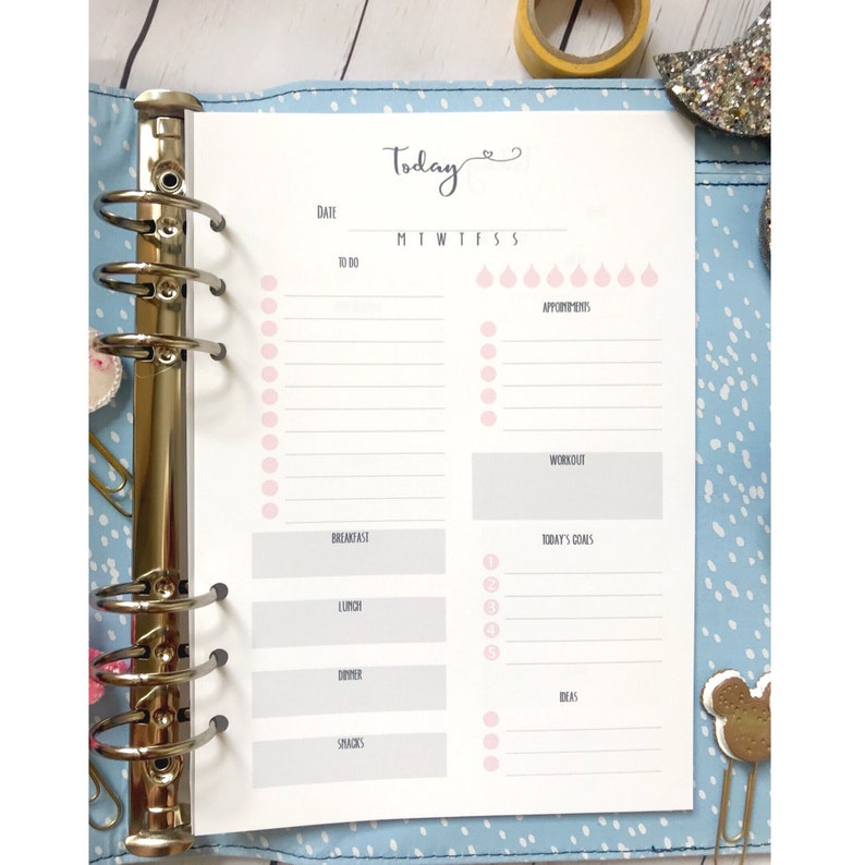 PRINTED A5 DO1P Printed Planner Insert Day on 1 page Filofax Kikkik Grey & pink 1 month 32 Days image 2