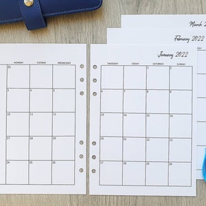 2026 MO2P A5 PRINTED Month on 2 pages Insert monthly daily Yearly Filofax KikkiK Ringbound refill Planner 12 month plan family organiser