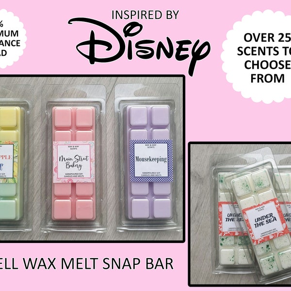 DISNEY inspired wax melt snap bars scent fragrance insense smell bar home decor refill UK highly scented burner soy luxury minnie mickey DWF