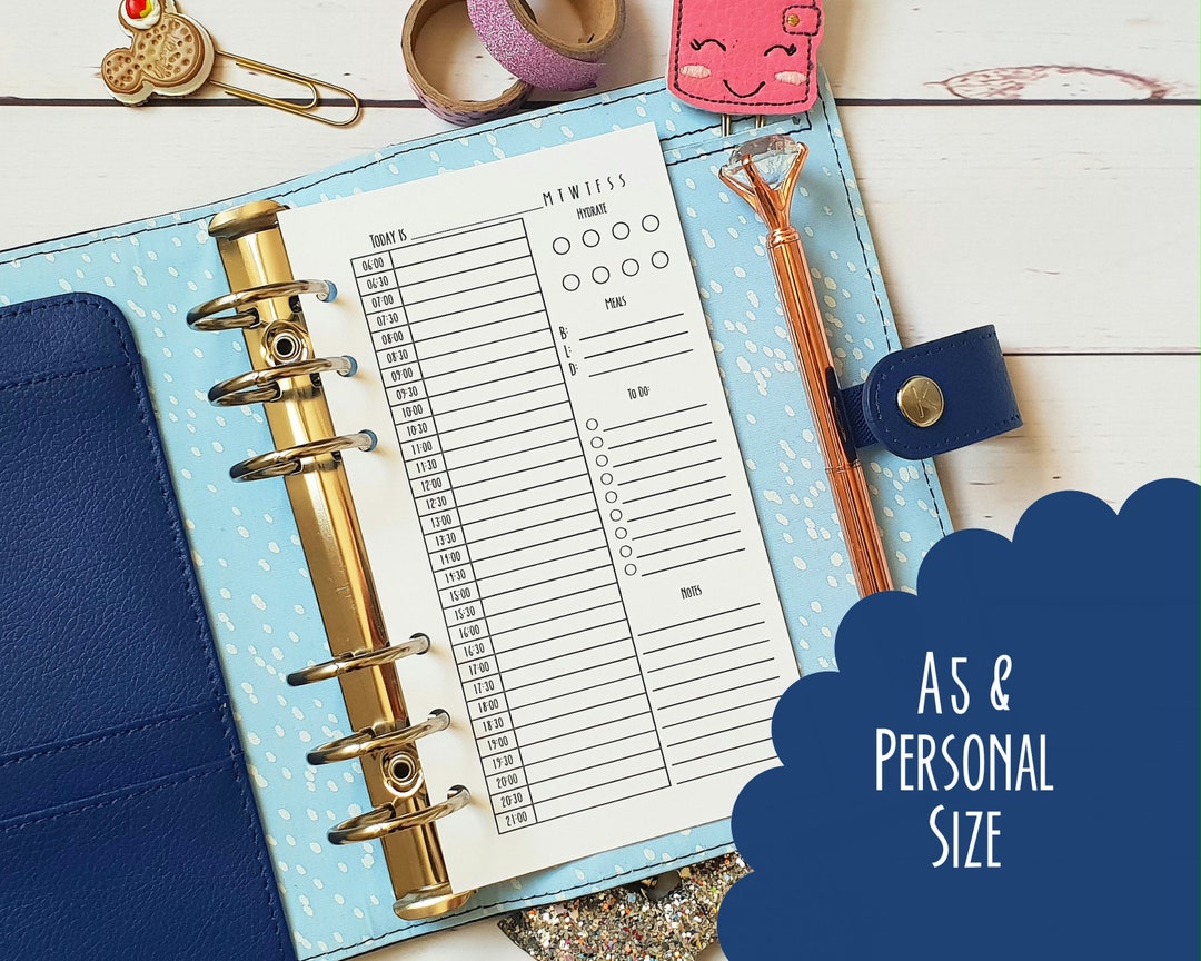 Time Insert Paper Daily With Times A5 Personal Timed Printed Planner Insert Filofax ...
