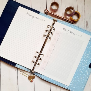 PRINTED Meal Plan | Pink Grey | A5 | Printed | Planner | Insert | Weekly | Shopping List | Filofax | Kikkik