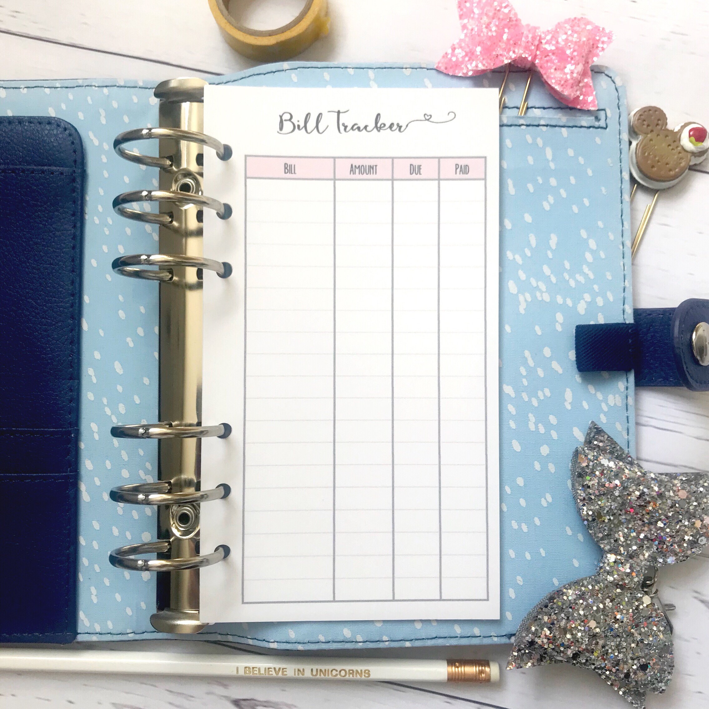 PRINTED Bill Tracker Log A5 Personal Size Planner Insert Refill ...