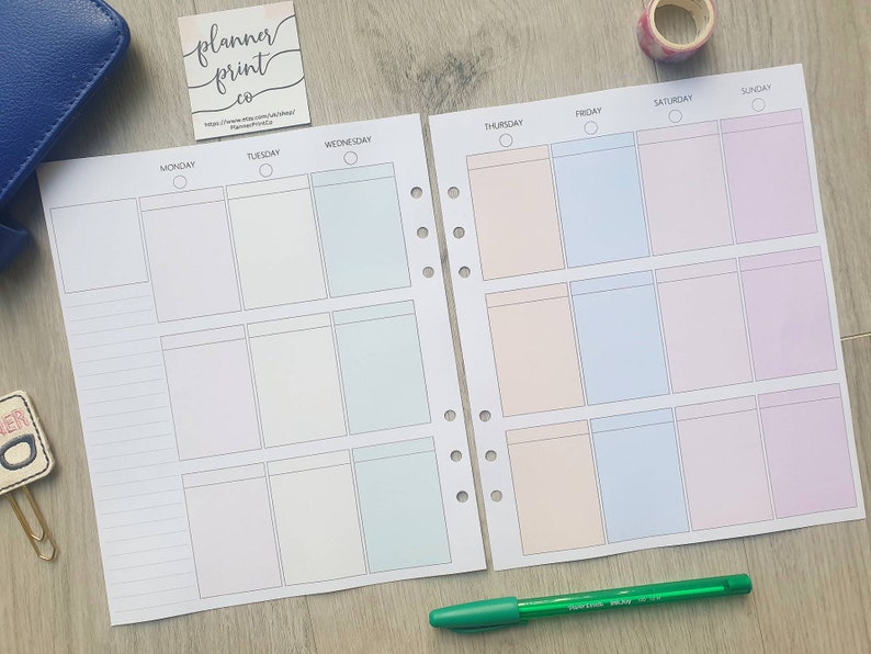 PRINTED A5 WIDE Aura Estelle cloud planner insert pages wo2p Etsy