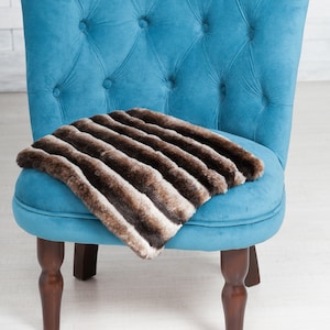 Faux fur chair pad by ARTFUR. Chinchilla Brown