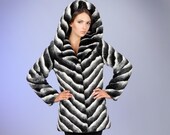 Women coat. Fur coat. Winter coat. Gift for her. Fake fur coat. Faux fur coat chinchilla black slanted by ARTFUR