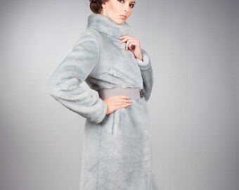 Women coat. Fur coat. Winter coat. Gift for her. Fake fur coat. Faux fur coat mink blue by ARTFUR