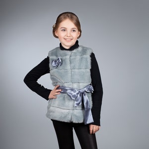 Kids vest. Fur kids vest. Winter kids vests. Gift for children. Fake fur kids vest. Faux fur kids vest mink blue striped by ARTFUR