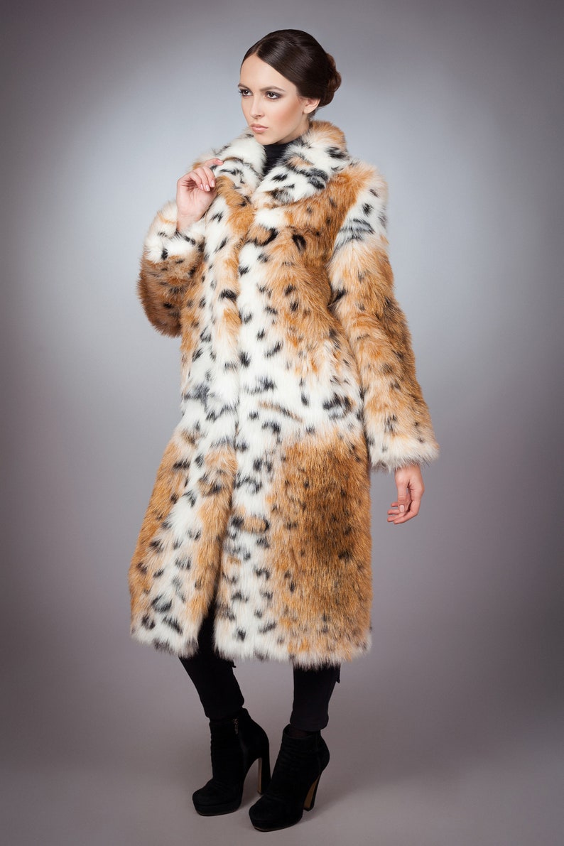 Fur coat Winter coat Faux fur coat lynx by ARTFUR Fake fur coat Women coat Gift for her
