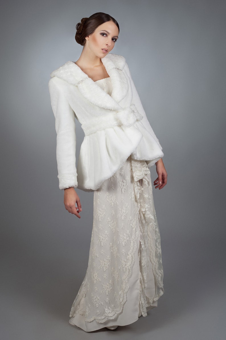 Wedding coat. Fur bridal coat. Gift for her. Fake fur wedding coat. Faux fur wedding coat by ARTFUR image 2
