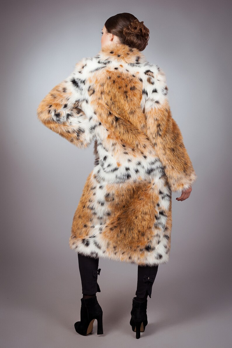 Fur coat Winter coat Faux fur coat lynx by ARTFUR Fake fur coat Women coat Gift for her