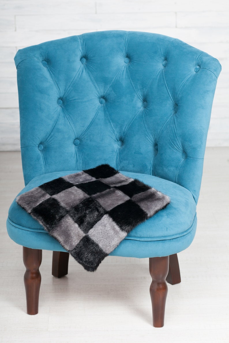 Faux Fur Chair Pad by ARTFUR. Mink Iris & Black Etsy