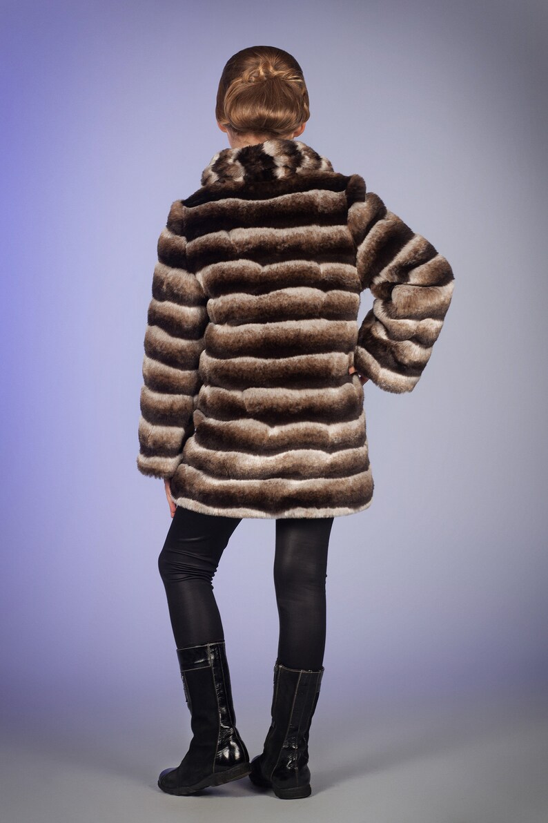 Winter kids coat Faux fur kids coat chinchilla brown by ARTFUR Kids coat Fake fur kids coat Gift for children Fur kids coat