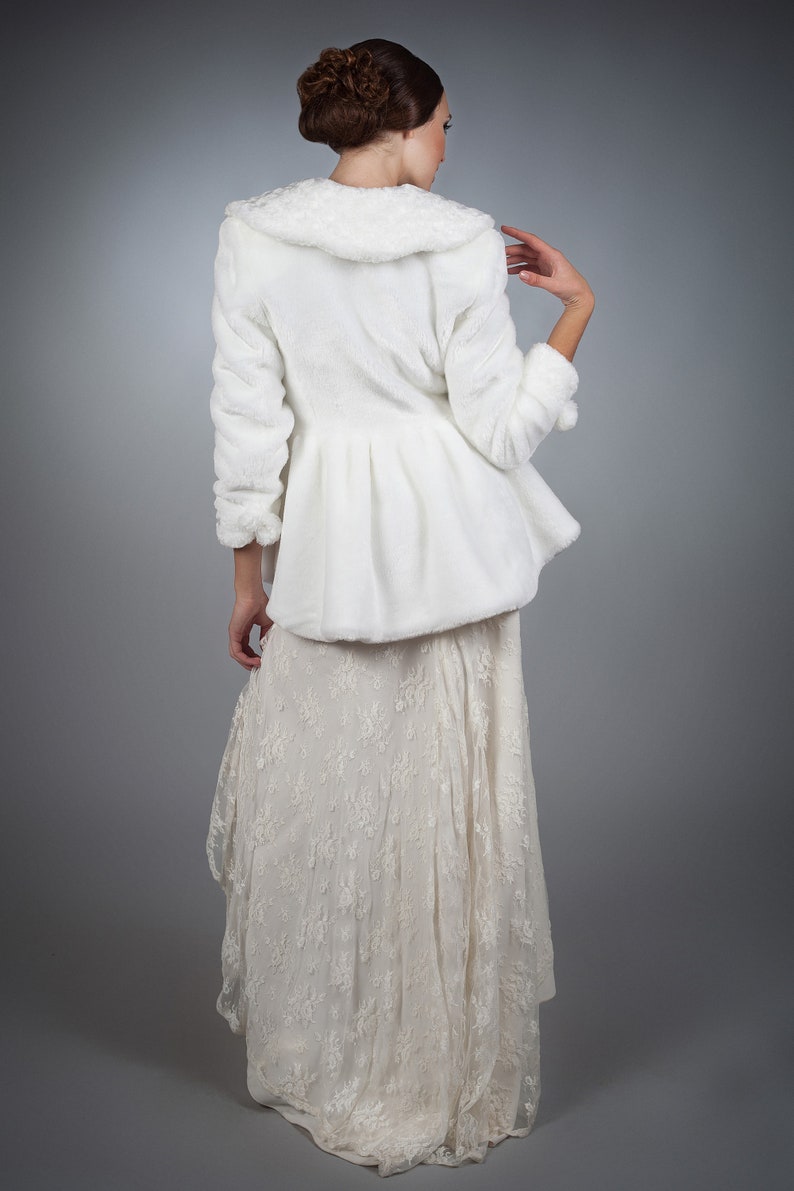 Wedding coat. Fur bridal coat. Gift for her. Fake fur wedding coat. Faux fur wedding coat by ARTFUR image 6