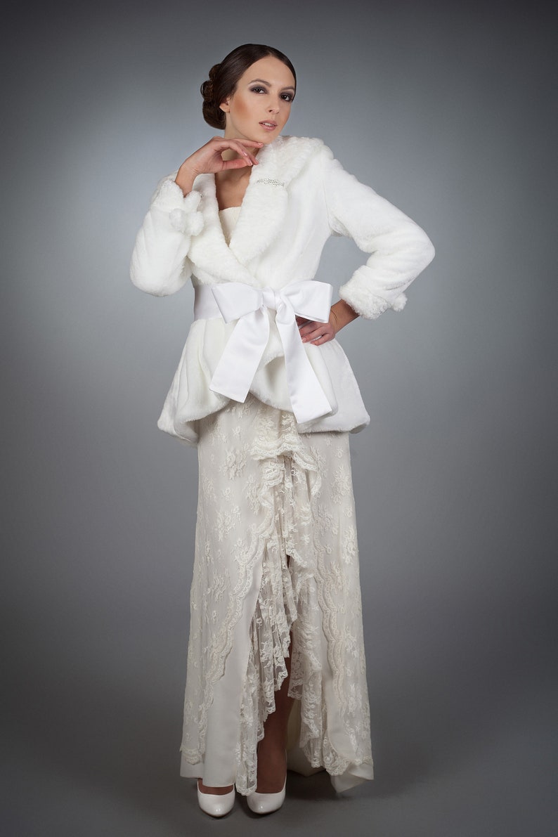 Wedding coat. Fur bridal coat. Gift for her. Fake fur wedding coat. Faux fur wedding coat by ARTFUR image 1