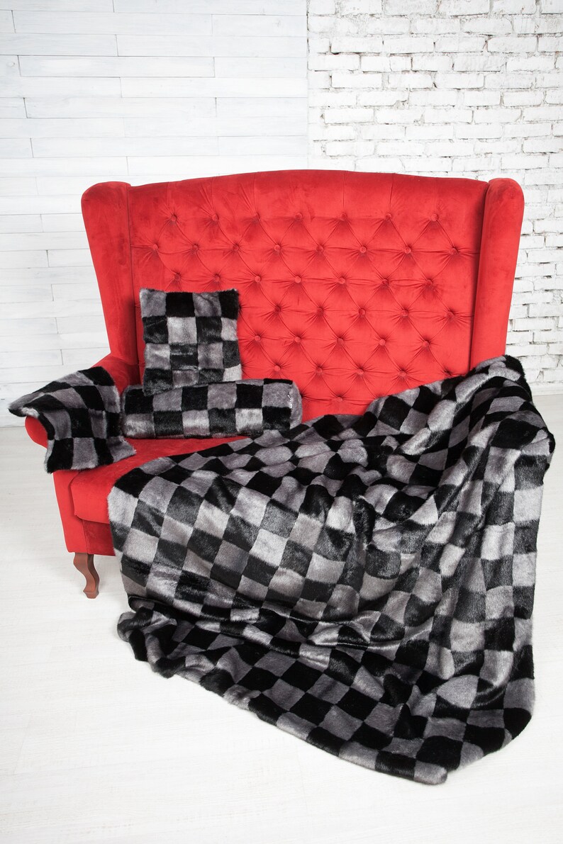 Faux Fur Chair Pad by ARTFUR. Mink Iris & Black Etsy