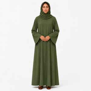 olive green dress with hijab Olive Green Dress Burgundy Hijab Outfit