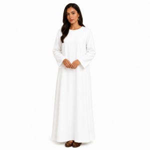 arabic linen dress Embroidered Linen Abaya Kaftan, Arabic Maxi Dress with Pockets