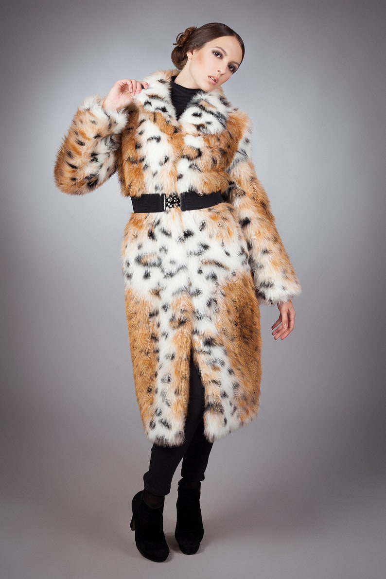 Fur coat Winter coat Faux fur coat lynx by ARTFUR Fake fur coat Women coat Gift for her