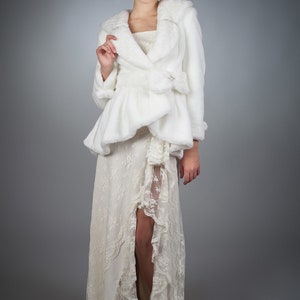 Wedding coat. Fur bridal coat. Gift for her. Fake fur wedding coat. Faux fur wedding coat by ARTFUR image 4