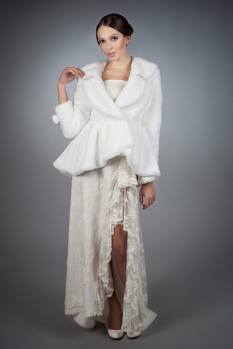 Wedding coat. Fur bridal coat. Gift for her. Fake fur wedding coat. Faux fur wedding coat by ARTFUR image 3