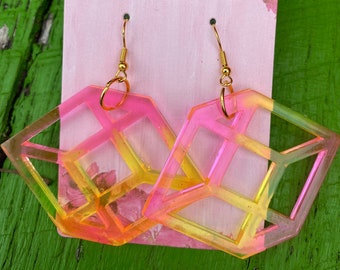 Pendientes colgantes neón geométricos