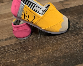 Hand painted pencil shoes!! Child and adult sizes available!!
