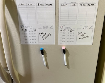 Baby tracker dry erase magnet!! Makes a great gift! Perfect for new first time parents, great baby shower gift and for parents of multiples!