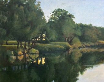 Lakeside Landscape, canvas print