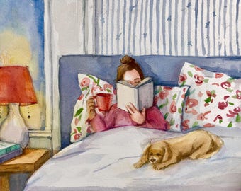 Woman and Dog Canvas Print