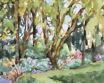 Garden Watercolor Original Painting