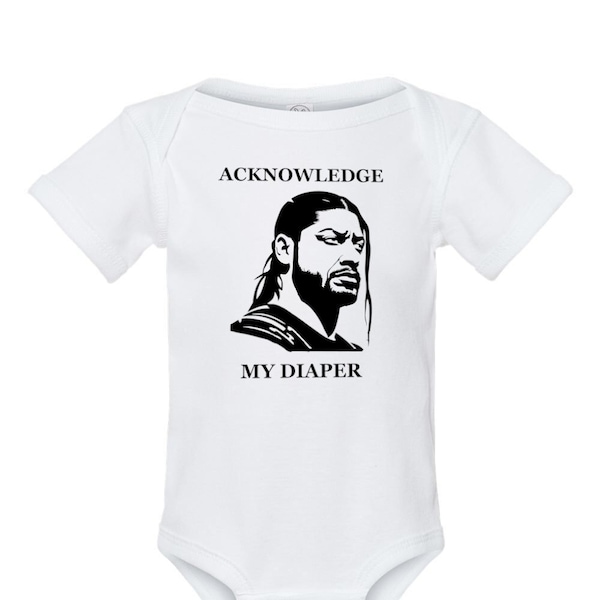 Roman the Tribal Chief Acknowledge the Diaper Wrestling Cotton Baby Onesie & Infant Bodysuit White