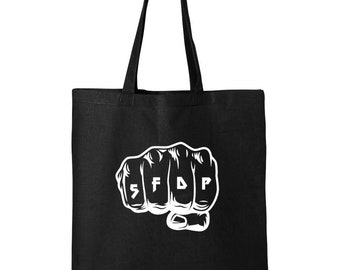 5FDP Nu Thrash Heavy Metal Death Punch Cotton Canvas Reusable Shopping Bag 12L Small Black Tote