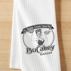 Retro Sassy Bukkake BuCakey Bakery Funny Microfiber Dish & Bathroom Hand Towel 16x24 Inches - Woman