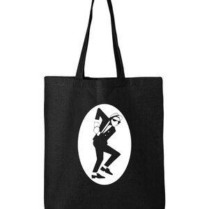 Ska Rude Boy Elbows Punk Rock Cotton Canvas Reusable Shopping Bag 27L Large Black Tote