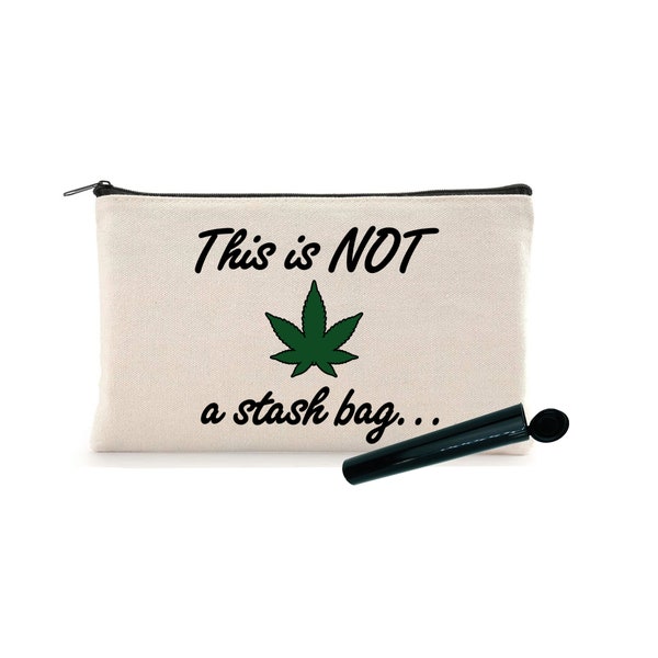 Green Leaf Stash Bag Zippered Pouch & Pop Top Smell Proof Tube Protector