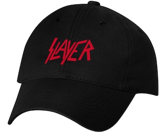 Slayer Thrash Metal Hitze gepresster Hut für Erwachsene - Verstellbare Kappe aus schwarzem Twill