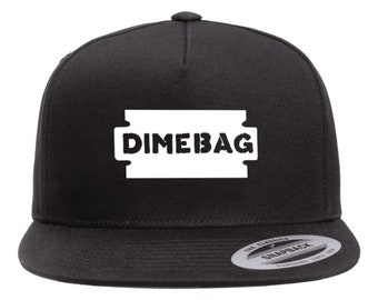 Dimebag Original Heat Pressed Razor Darrell Flat Bill Hat - Adult Black Twill Snap Back Adjustable Cap