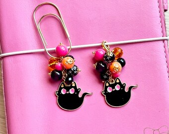 Pinkie cat ghost planner bookmark, key chain, phone charm