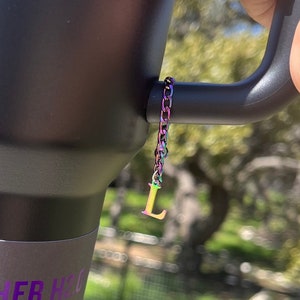 Initial Black Chroma  Midnight glitz  charm for Stanley tumbler chroma charms chrome Berry truffle