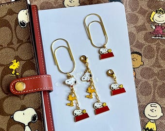 Peanuts Snoopy Woodstock planner charms, purse charm, bookmark bag, phone, kindle charm