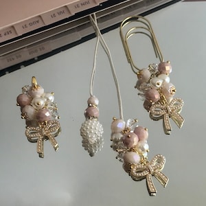 Blushing Bow planner charms, purse charm, key fob, bookmark