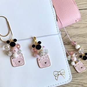 Mickey Camera planner, purse, and backpack charm. Bookmark