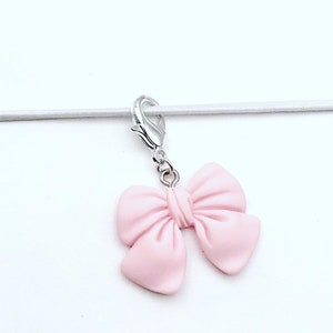 Pink bow planner charm, lobster claw, phone charm, bag charm