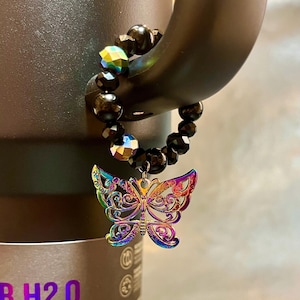 Chroma Butterfly Black Chroma tumbler charm for Stanley tumbler charms Midnight glitz