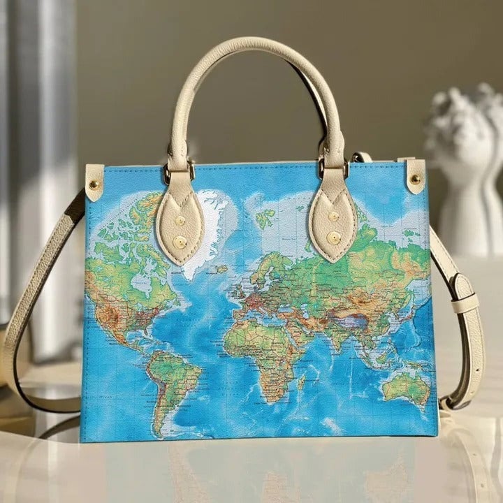 Vintage Travel Bag World Map Geometry Print CarryOn Shoulder Messenger –  Travell Well