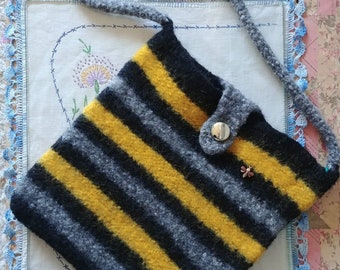 Hand Knit Felted Bumble Bee Bag