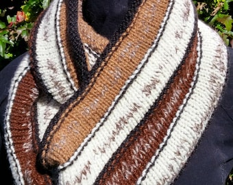 Striped Hand-Spun Merino & Alpaca Infinity Scarf