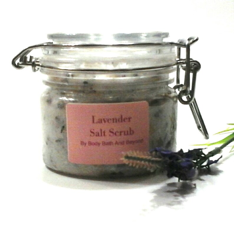 Natural Lavender Body Salt Scrub Exfoliating Dead Sea Salt Scrub image 1