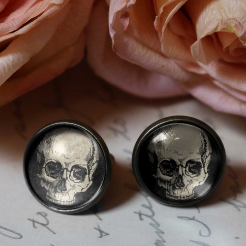 Anatomical Skull Vintage Inspired Stud Earrings Etsy