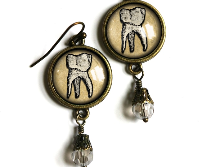 Human Tooth Vintage Inspired Drop / Dangle Earrings